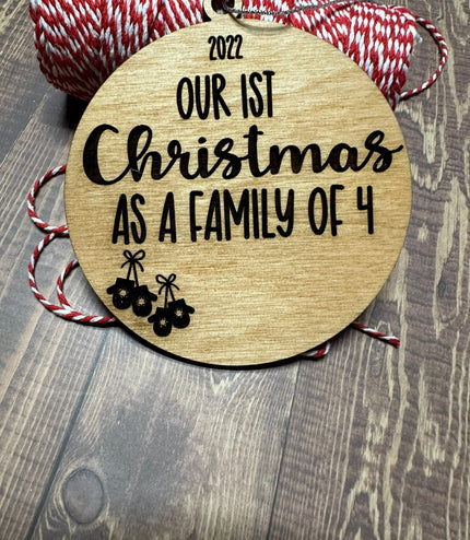 1st Christmas as family, 2025, New Baby, Newly Wed, Adopted, Personalized Ornament, Growing Family, Stocking Stuffer Gift under 10