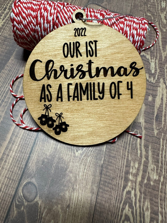 1st Christmas as family, 2025, New Baby, Newly Wed, Adopted, Personalized Ornament, Growing Family, Stocking Stuffer Gift under 10