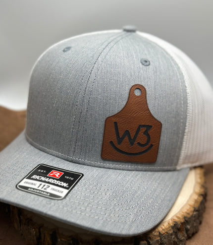 Cow tag hat, leatherette patch, your logo, Farm Hat, branding