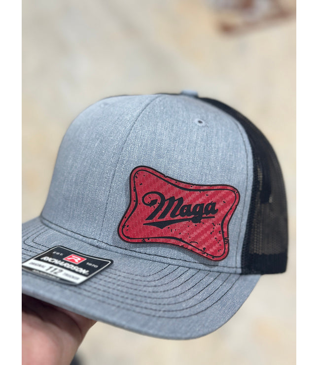 Trump MAGA Hat, Red patch , leatherette patch hat