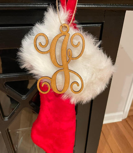 Stocking tag, single letter, monogram letter, rear view mirror letter