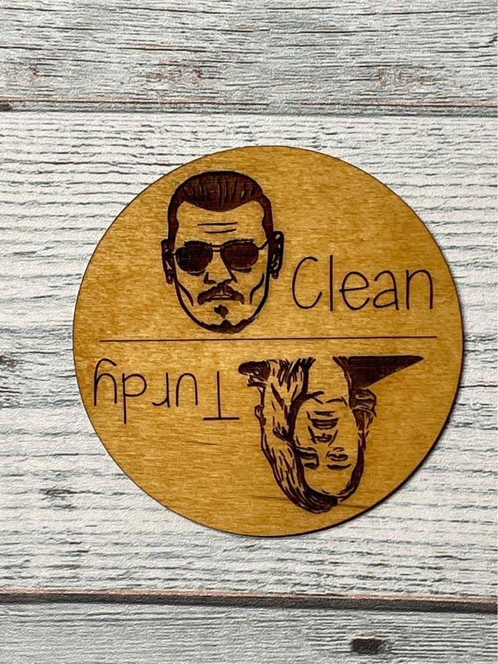 Johnny Depp dishwasher magnet, Clean dirty magnet, dishwasher Magnet, Johnny Depp dirty, amber heard, Johnny Depp clean, Turdy