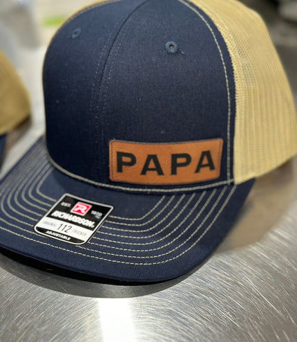 Papa Leatherette patch hat, grandpa, pawpaw, pops, poppa, dad, daddy, Fathers day