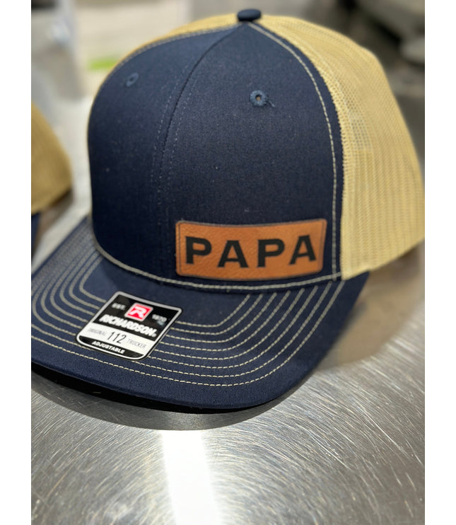 Papa Leatherette patch hat, grandpa, pawpaw, pops, poppa, dad, daddy, Fathers day