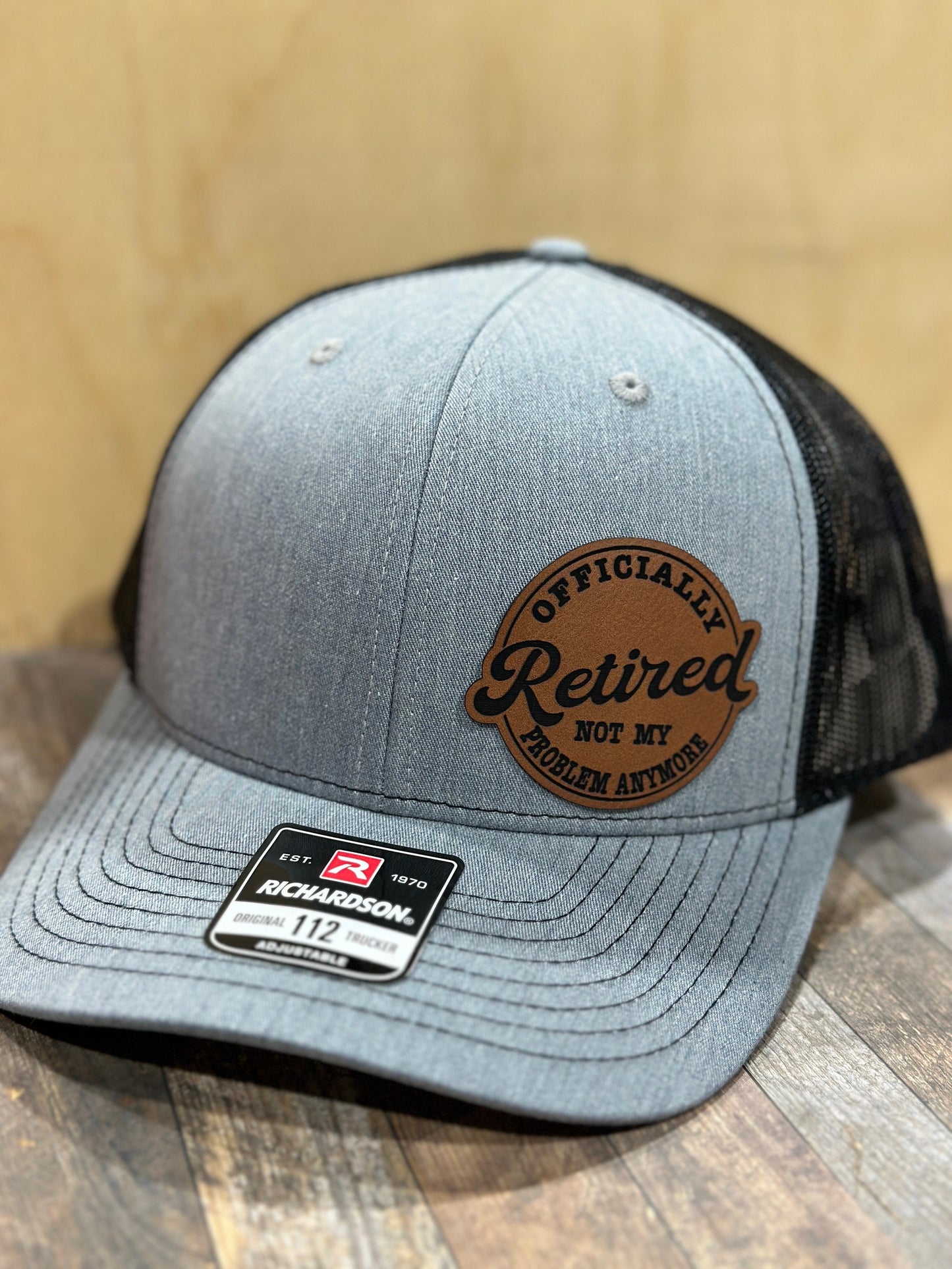 Retired, leatherette patch hat