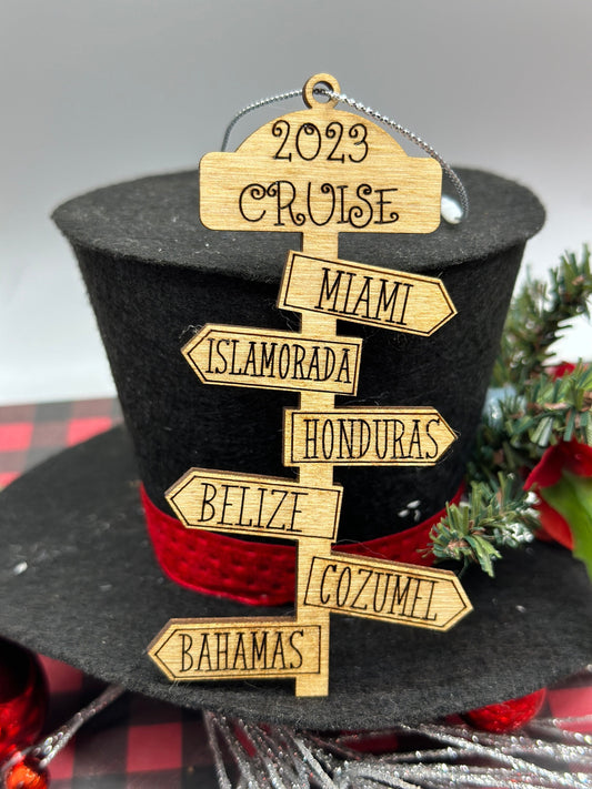 Travel Ornament, Trips, Vacation Ornament, Personalized Ornament, Adventure List Christmas Ornament, Street Sign Ornament