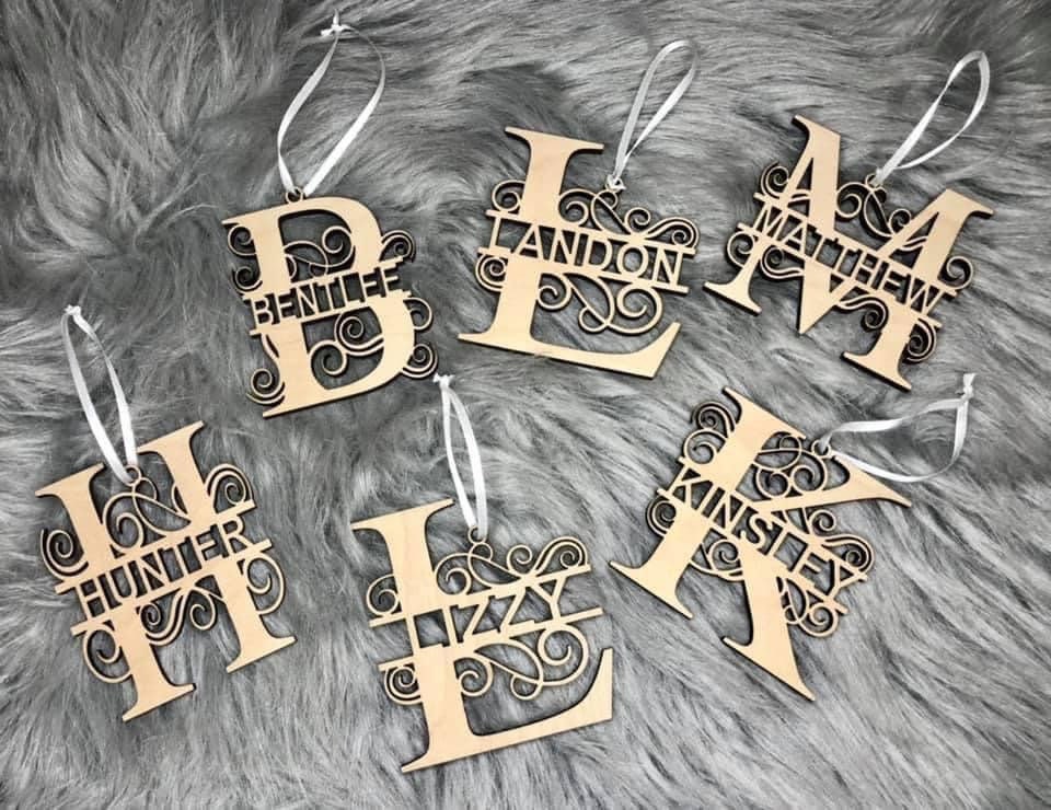 Custom monogram Christmas ornaments