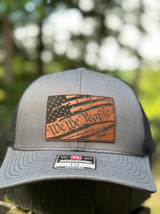 We the people hat, American flag, leatherette patch hat, Richardson 112
