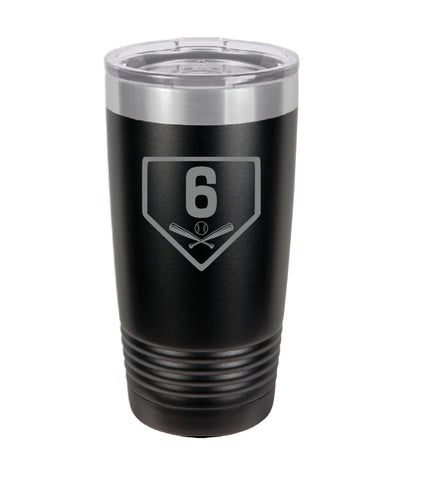 Baseball, Softball, personalized 20 oz black engraved tumbler