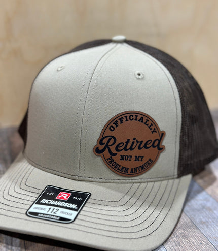 Retired, leatherette patch hat