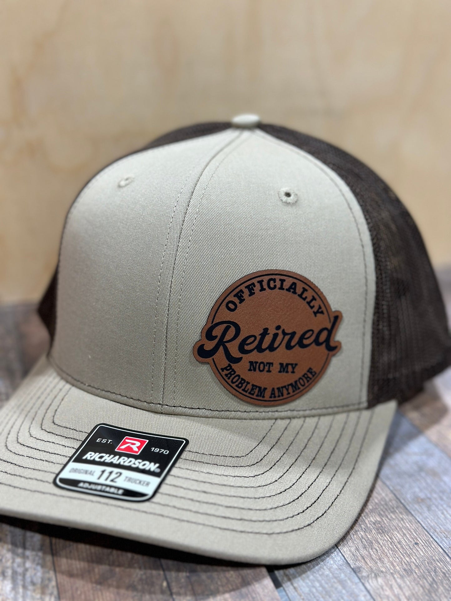 Retired, leatherette patch hat