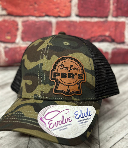 Dive bars & PBR hat, blue ribbon hat, drinking hat