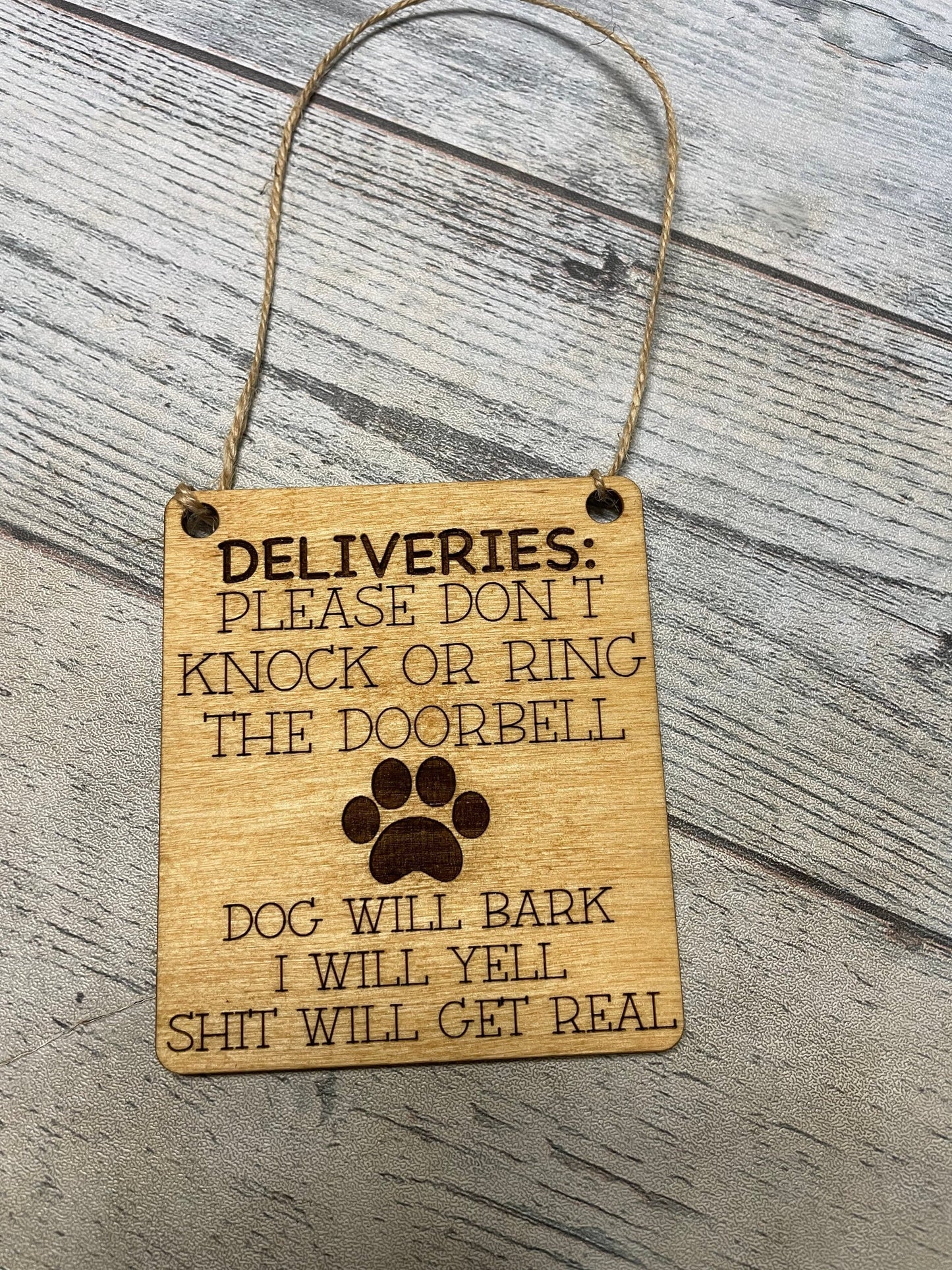 no need to ring doorbell, Shit will get real, Please Don't Knock Or Ring Doorbell, Doorbell Hanger, Door Hanger, Laser Engraved
