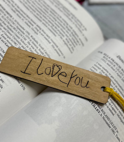 actual handwriting Wooden bookmark, engraved handwriting custom bookmark, wood engraved bookmark, gifts for her, gifts for him,