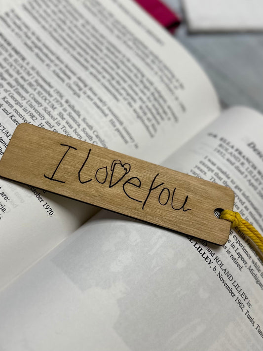 actual handwriting Wooden bookmark, engraved handwriting custom bookmark, wood engraved bookmark, gifts for her, gifts for him,