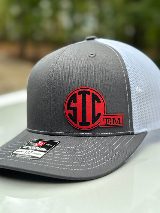 Sic ‘em hat, leatherette patch hat