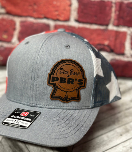 Dive bars & PBR hat, blue ribbon hat, drinking hat