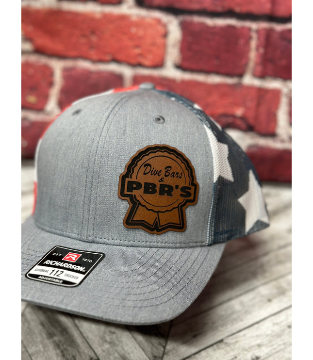 Dive bars & PBR hat, blue ribbon hat, drinking hat