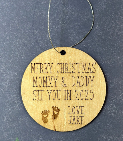 New Parent CUSTOMIZED wording, new mommy, new daddy, 2025 baby, New baby Christmas ornament, parents to be, twins, grandparents