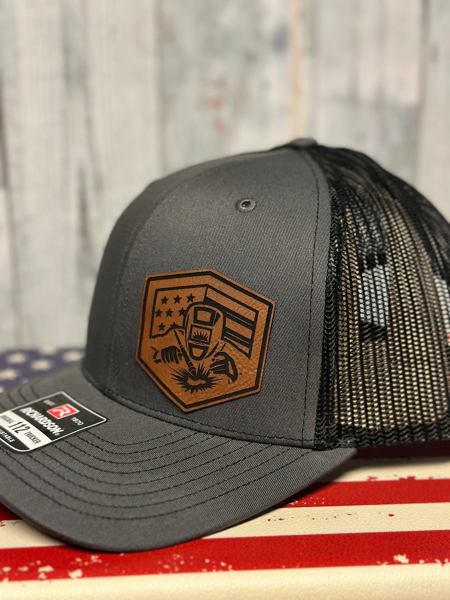 Welder, leatherette patch hat, American, Richardson112
