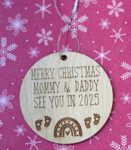 New Parents Ornament, new mommy, new daddy, 2025 baby, New baby Christmas ornament, parents to be, twins, grandparents, Rainbow Baby