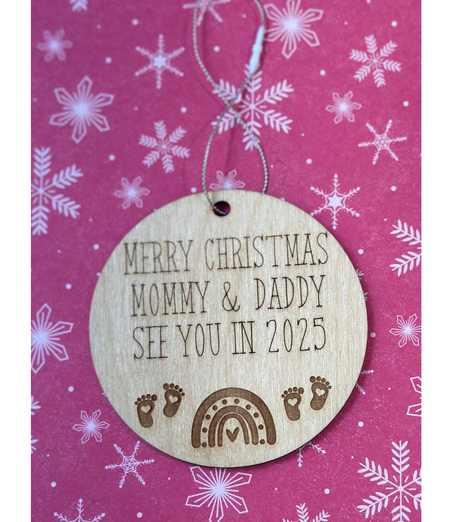 New Parents Ornament, new mommy, new daddy, 2025 baby, New baby Christmas ornament, parents to be, twins, grandparents, Rainbow Baby