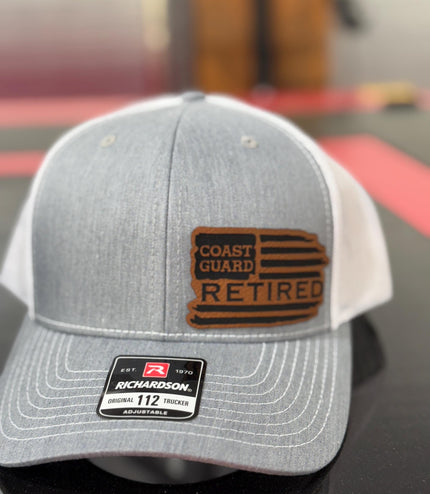 Retired, leatherette patch hat, American, Richardson 112, Army, Navy, USMC, USAF, Coast Guard