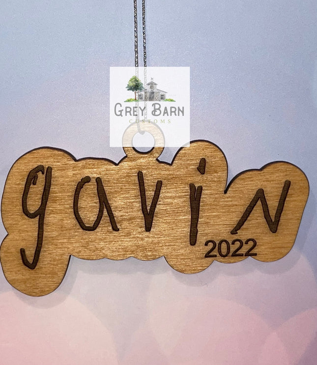 Engraved Handwriting ornament, Childs handwriting, parents, grandparents handwriting