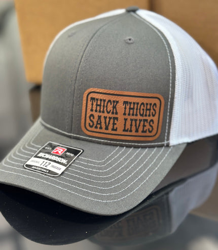 Thick Thighs save lives, leatherette patch hat