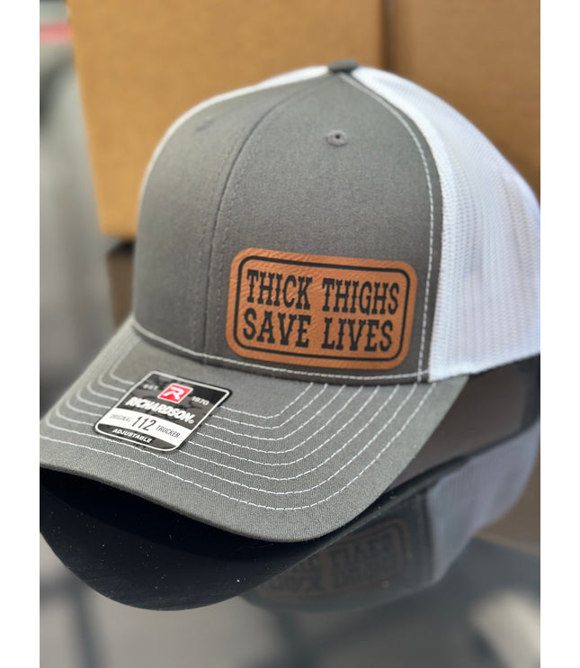 Thick Thighs save lives, leatherette patch hat