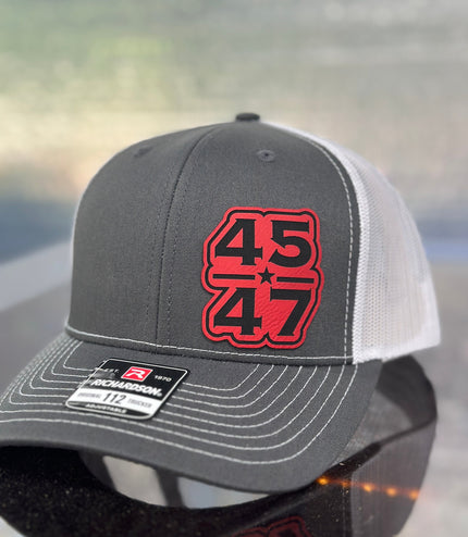 Trump, 45 47, Red patch , leatherette patch hat