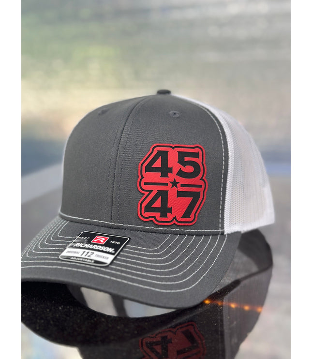 Trump, 45 47, Red patch , leatherette patch hat