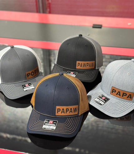 Papa Leatherette patch hat, grandpa, pawpaw, pops, poppa, dad, daddy, Fathers day