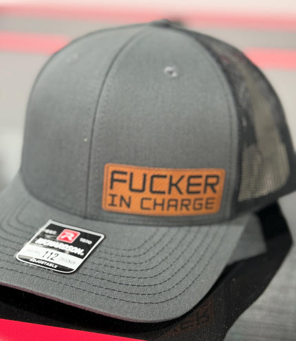F’er in charge, leatherette patch hat, American, Richardson112