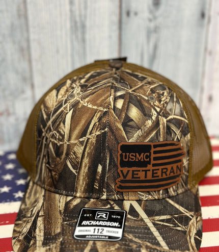 Veteran, leatherette patch hat, American, Richardson112, Army, Navy, USMC, USAF, Coast Guard