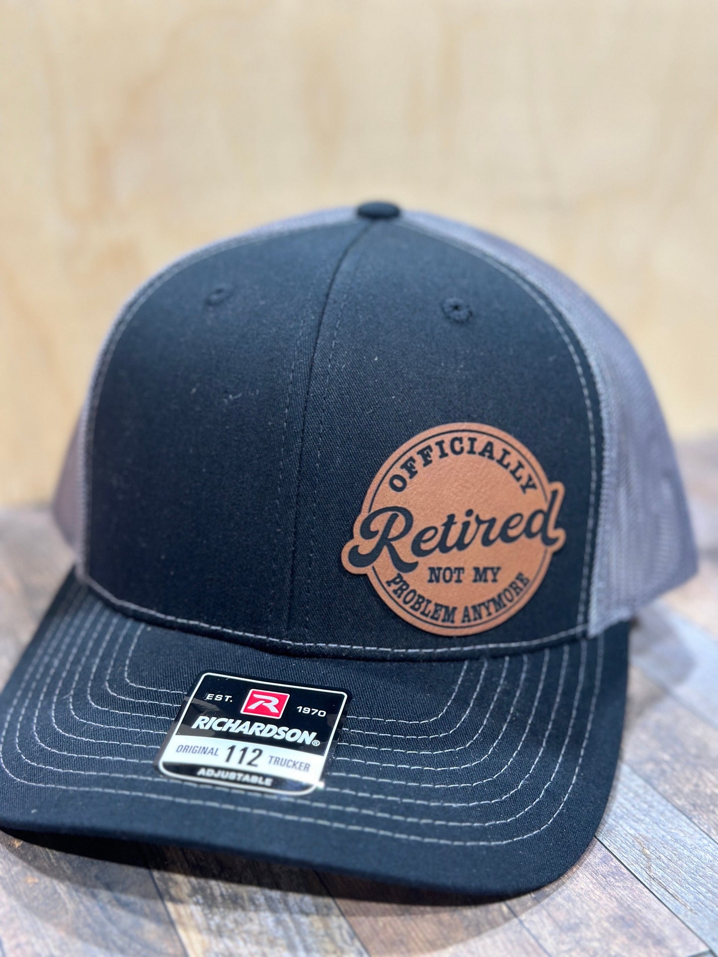 Retired, leatherette patch hat