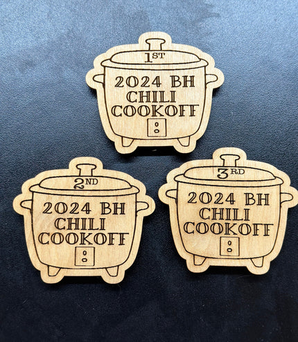 Chili cook off, smoker magnet, Traeger, chili prize, cook off prize, judge magnet, customized cook off
