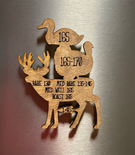 Meat Temperature magnet, Deer, Turkey, Hunting, wild game, Traeger, smoker, grill, fridge magnet, birthday, pit boss, Stocking stuffer