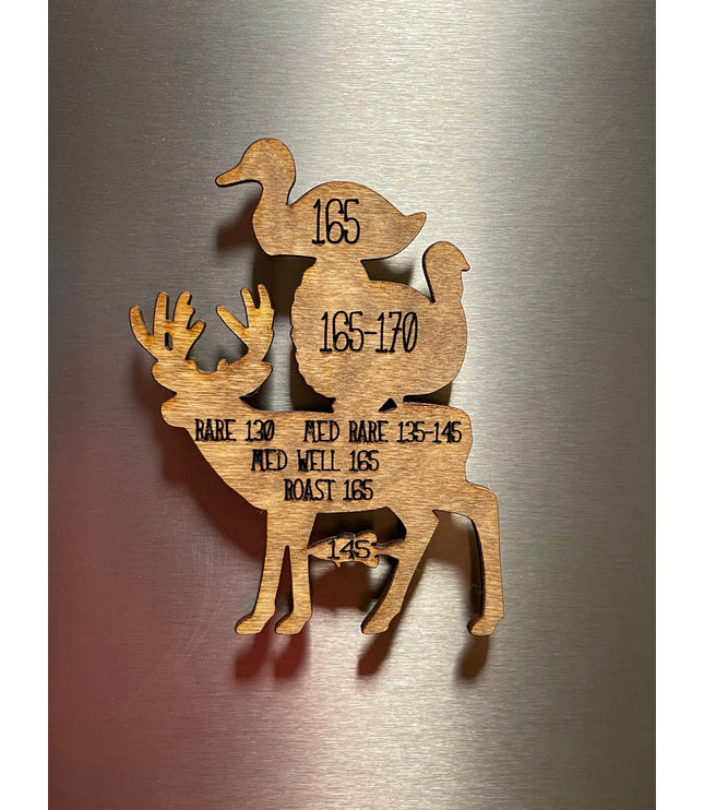 Meat Temperature magnet, Deer, Turkey, Hunting, wild game, Traeger, smoker, grill, fridge magnet, birthday, pit boss, Stocking stuffer