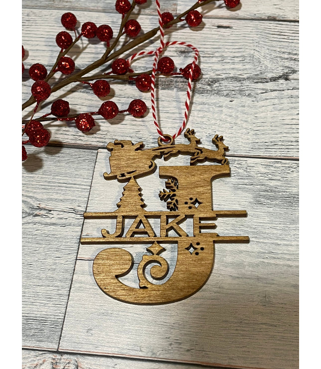 Split Monogram Name Ornament, Christmas, Santa, Reindeer, Personalized ornament, stocking tag, stocking stuffer