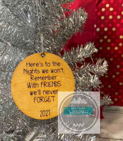 Funny Friendship Christmas Ornament: Drinking Friends Gift