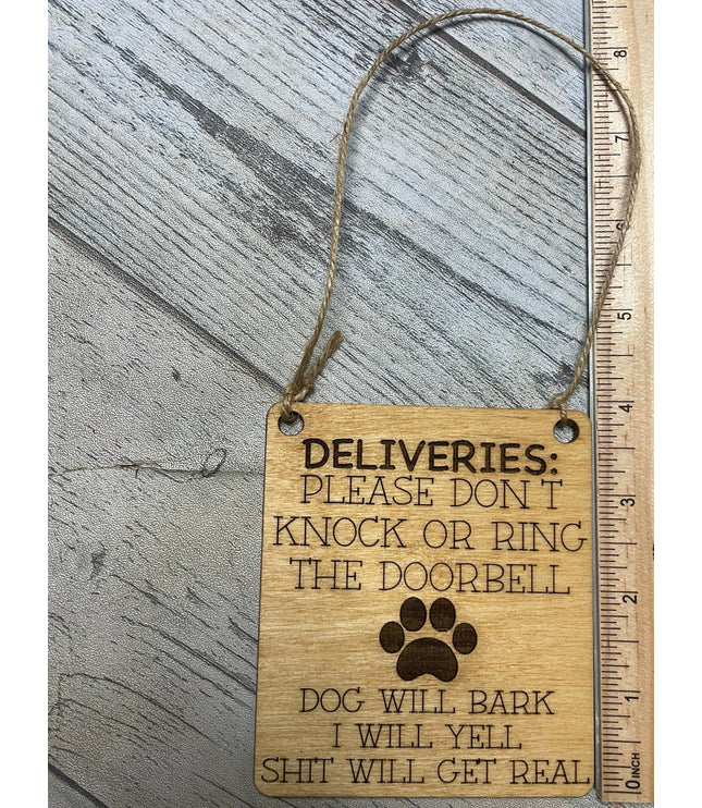 no need to ring doorbell, Shit will get real, Please Don't Knock Or Ring Doorbell, Doorbell Hanger, Door Hanger, Laser Engraved