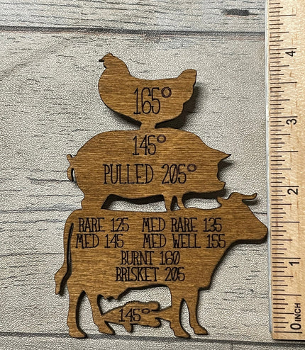Meat Temperature magnet, smoker magnet, Traeger, birthday, grill magnet, pit boss, bbq magnet, gifts for men, stocking stuffer, Christmas