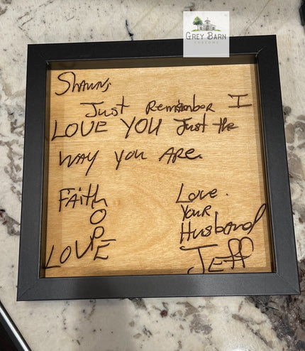 Engraved Handwriting Wood Sign: Personalized Memory Art