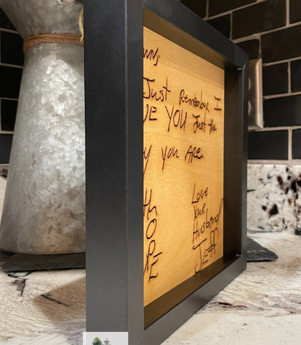 Engraved Handwriting Wood Sign: Personalized Memory Art