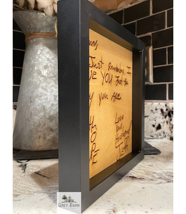 Engraved Handwriting Wood Sign: Personalized Memory Art
