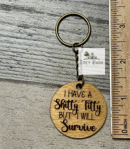Breast Cancer Awareness Keychain: Funny Wooden Survivor Gift
