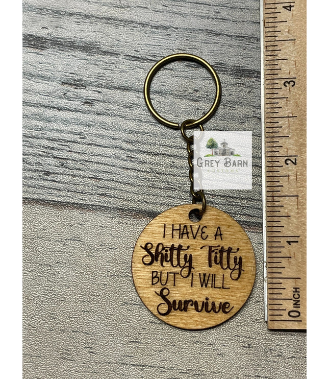 Breast Cancer Awareness Keychain: Funny Wooden Survivor Gift