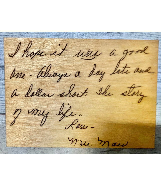 Engraved Handwriting Wood Sign: Personalized Memory Art