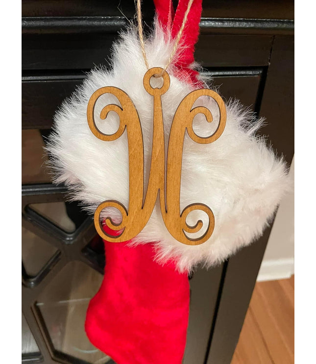Monogram Stocking Tag: Laser Cut Baltic Birch Letter